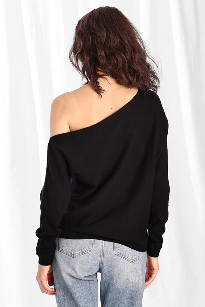 Image of Minnie Rose Womens Long Sleeve Off the Shoulder Cashmere Pull On Sweater