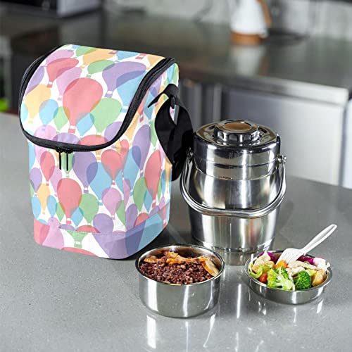Bolsa de almuerzo aislante con estampado de globos resistente y lavable 7