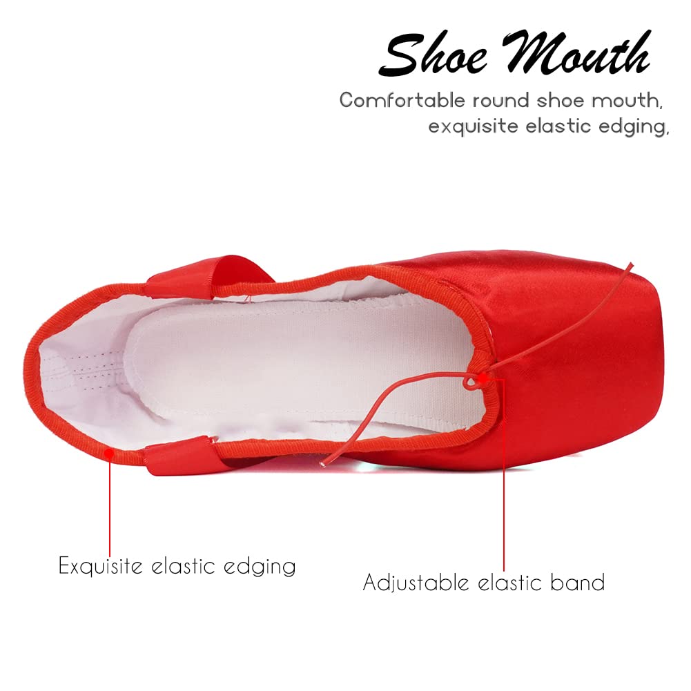 Spitzenschuhe Satin Canvas Professionell Ballet Pointe Shoes mit Bändern für Damen Mädchen,Modell-TJ-Pointe Ballet