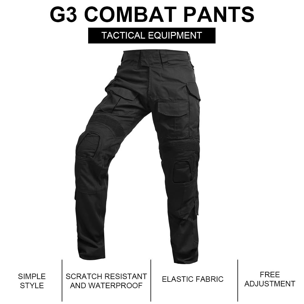 SINAIRSOFT G3 Pantalon tactique avec genouillères, pantalon d'extérieur pour homme, airsoft, paintball, chasse, combat, armée BDU