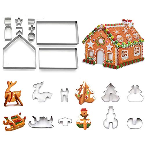 ESRISE Navidad Cortadores Galletas Moldes para Galletas, Acero Inoxidable Galletas Cortador para Cookie, Fondant, Formas Navideña Variadas Fiesta (Plata-C2)