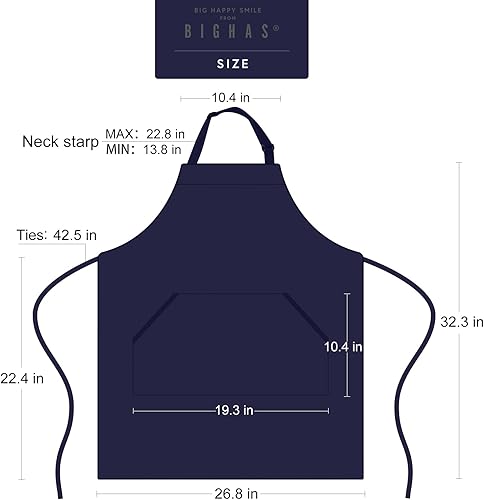 Miniatura 5 de Delantal ajustable con bolsillo extra grande con cintas para abrochar, para mujeres y hombres, disponible en 18 colores, ideal para chefs, cocina,