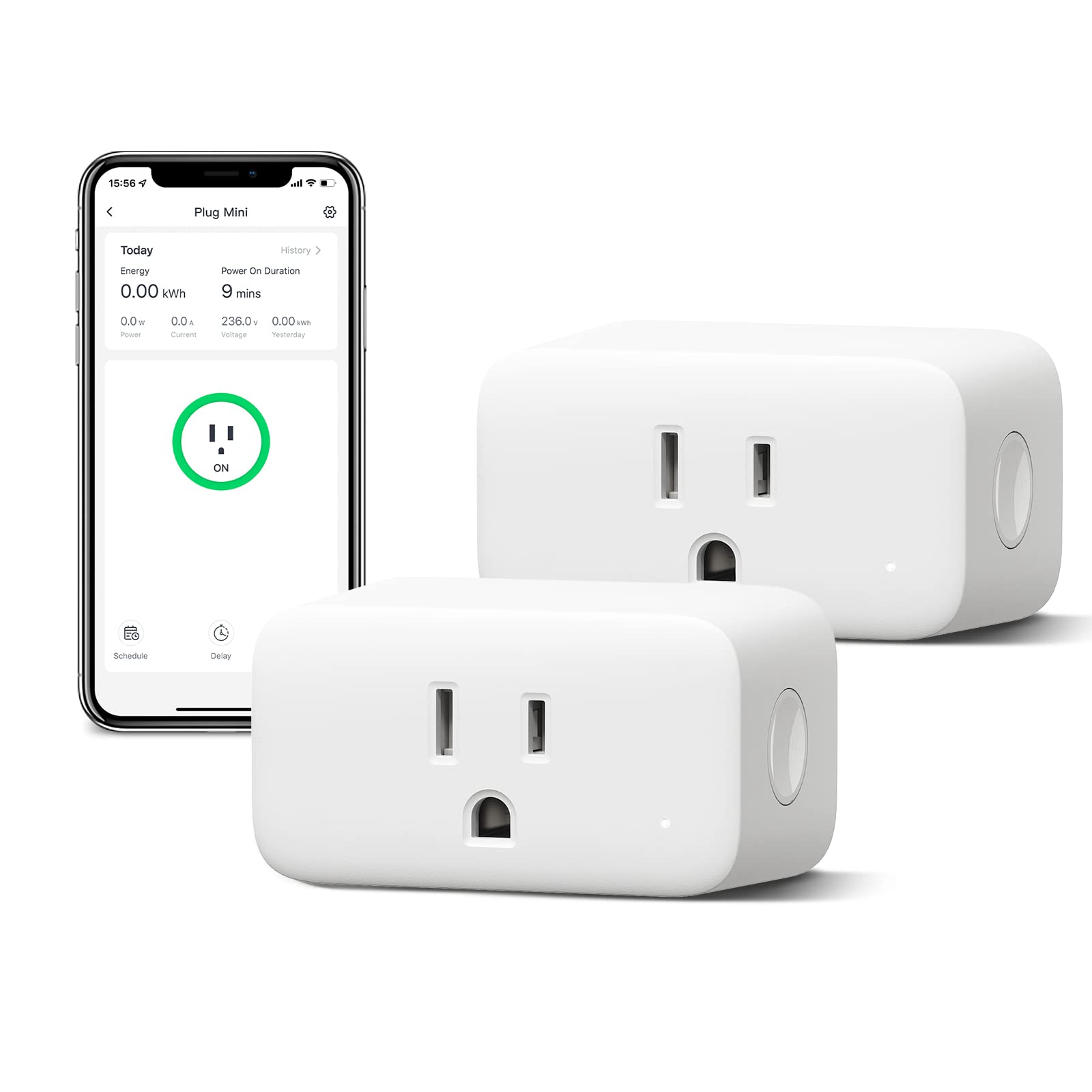 SwitchBot Smart Plug Mini 15A, Energy Monitor, Smart Home WiFi(2.4GHz) & Bluetooth Outlet Compatible with Alexa & Google Home, APP Remote Control & Timer Function, No Hub Required(2 Pack)