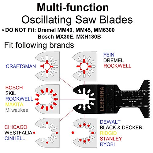 Leberna 50 Metal Wood Universal Oscillating Multitool Quick Release Saw Blades Kit Compatible w Fein Multimaster Porter Cable Black&Decker Bosch Dremel Craftsman Ridgid Ryobi Milwaukee Dewalt Rockwell - Thumbnail 5