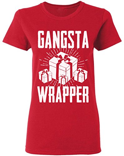 Raxo Gangsta Wrapper Ugly Christmas Shirt Ugly Christmas t-shirt Christmas Shirts for women Women's Holiday Top Red 2XL