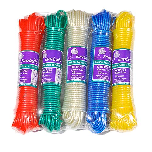 Everlasto "orient" línea de tendedero, de calidad  varios colores y longitudes, Naranja, 30 m