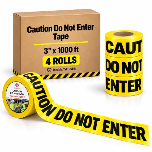 OLANZU 4-Pack Caution Do Not Enter Tape Roll 3x1000ft - Non-Adhesive