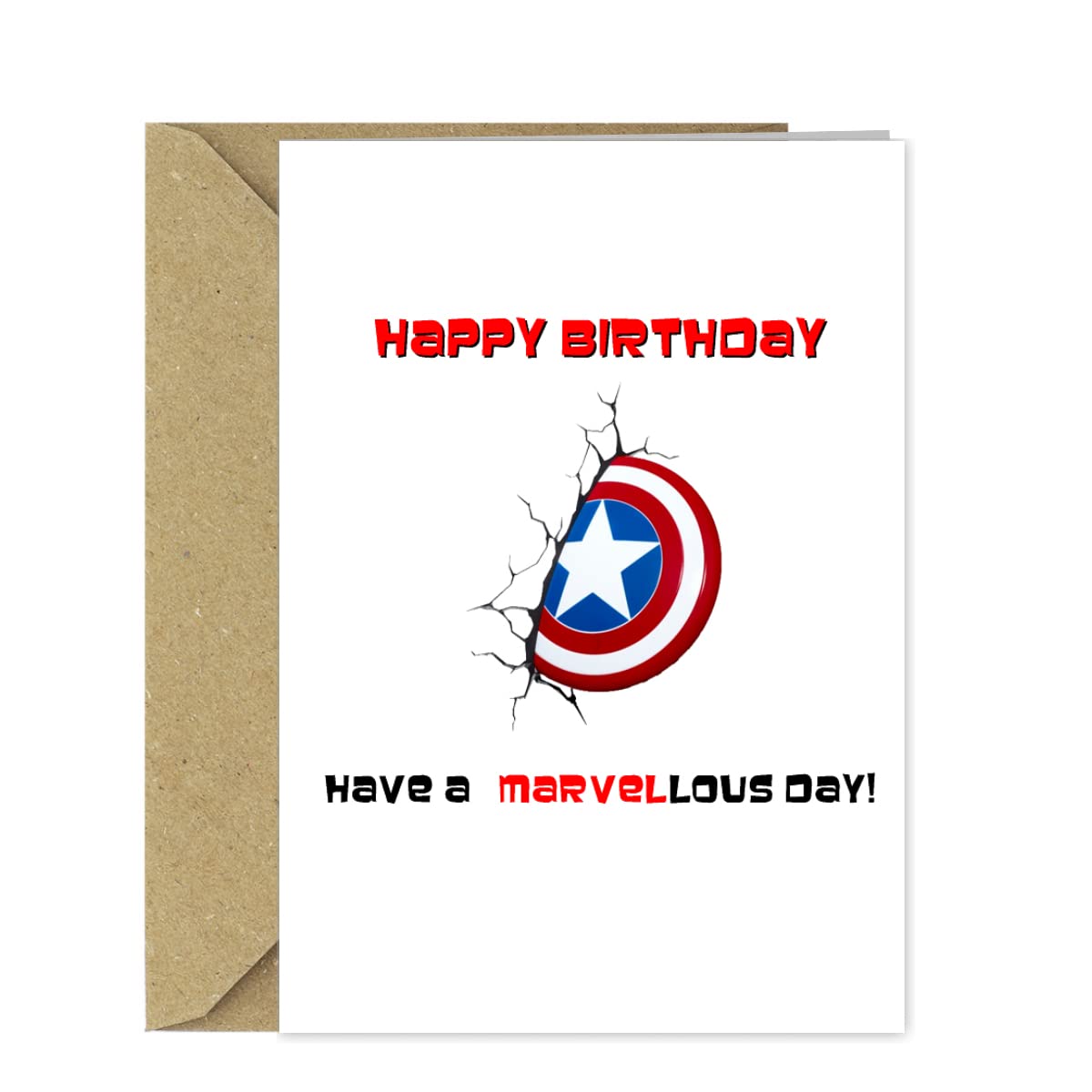 That Card Shop Funny Marvel Birthday - Have a Marvel-lous day! with Captain America