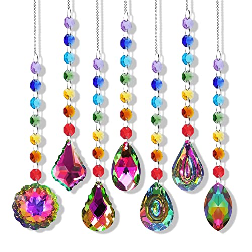 LONGSHENG Colorful Crystal Suncatcher with Chakra Beads