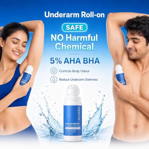 Image of Underarm Roll-On Deodorant, 5% Potassium, Brightening, Odour Control & Smooth Skin, for Men & Women