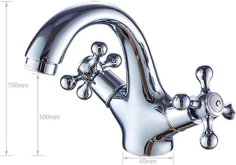 Antique Brass Bidet Shower Tray Faucet Double Cross Handle Hot and Cold Mixing Faucet Spout Kitchen Bathroom Toilet Faucet (Color : 02)
