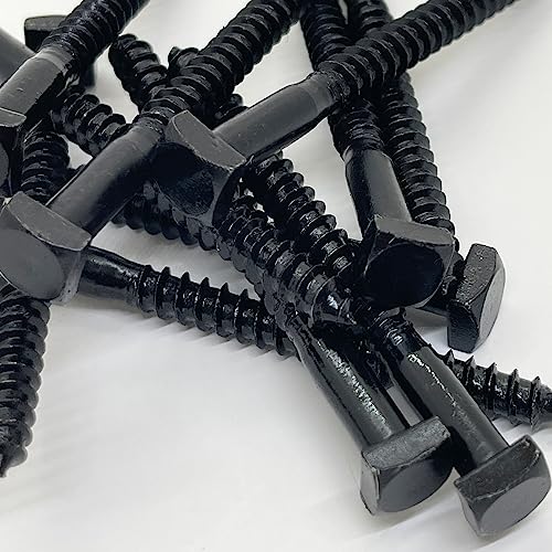 1/4" x 3" - Tornillos Tirafondo para Madera con Cabeza Cuadrada Rústica - Acabado Óxido Negro - Pack de 10 miniatura 5