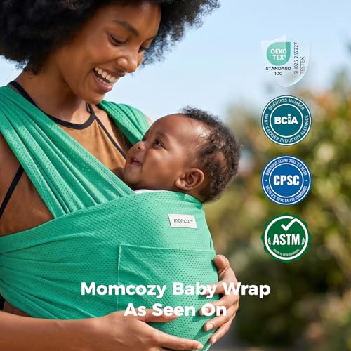 Image of Momcozy Baby Carrier AirMesh - The Perfect Summer Water Sling for Newborns to Toddler 8-33 lbs - Cooling, Breathable and Lightweight Baby Wrap, Nice for Summer, Pool, Beach, Swimming,Lake Green