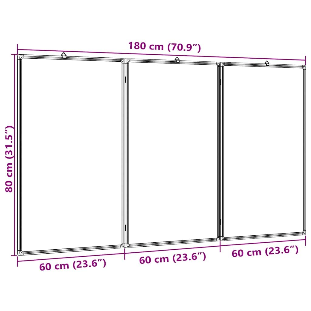 vidaXL Pizarra magnética plegable aluminio 180x80x1,7 cm