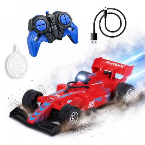 Image of Amazon Brand - Jam & Honey Formula F1 RC Racing Car for Kids | 2.4GHz Remote (100+ ft Range) | Mist Smoke Effect | LED Lights | Type-C Rechargeable | Multi-Direction Control | Red|4+ Years