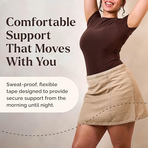 Image of Skinnies Instant Lifts Tummy Tuck Tape - Patented & Made in USA - Slim Belly 3-4 Inches Instantly - Clear No-Pinch Adhesive Strips, Sweatproof and All-Day Wear Body Tape for Women - 5 Pack