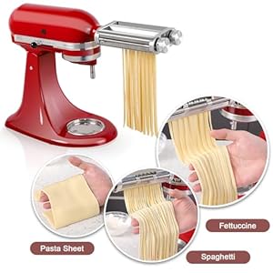 Pasta Maker Attachment for KitchenAid Stand Mixers, 3 in 1 Set Pasta Machine Attachment included Pasta Sheet Roller, Spaghetti Cutter, Fettuccine Cutter Pasta Maker Attachment for KitchenAid Stand Mixers 3 in 1 Set Pasta Machine Attachment included Pasta Sheet Roller Spaghetti Cutter Fettuccine Cutter