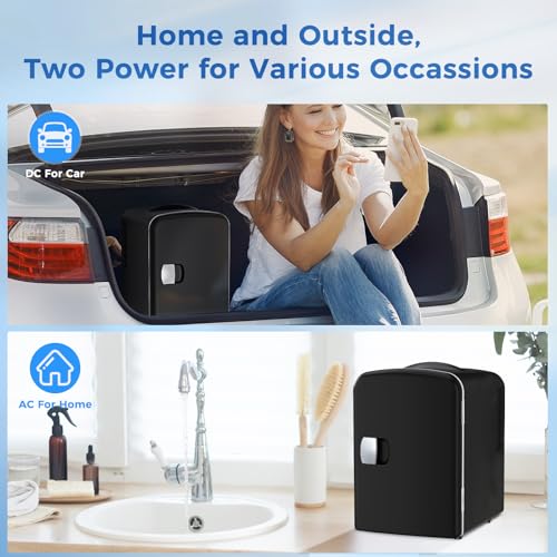 Image of Antarctic Star 4L /6 Can Portable Compact Refrigerator for Bedroom,Car,Office & Dorm,Small Cooler for Food /Drinks /Skin Care,AC /DC, Black