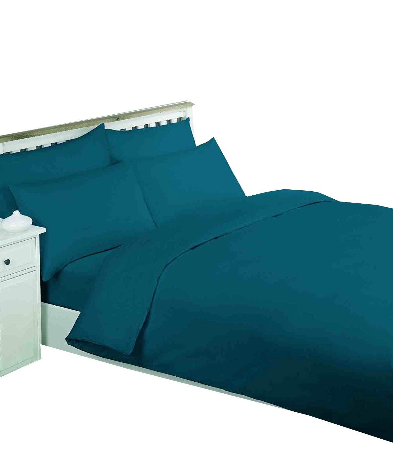 Ar – Duvet Cover and Pillows Set, Poly Cotton, No Print Superking Green Blue