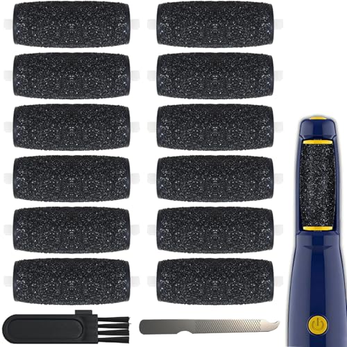 12 Pcs Replacement Rollers Compatible with Dr Scholl's Callus Remover and Amope Pedi-Perfect Pro Electric Foot File - Extra Coarse