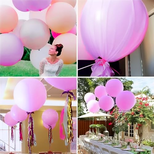 Image of PartyWoo Pink Balloons 4 pcs 36 Inch Extra Large Big Jumbo Giant Lilac Pastel Pink Purple Latex Helium Balloons for Graduation Baby Shower Wedding Butterfly Birthday Party Decorations Pink-Q04