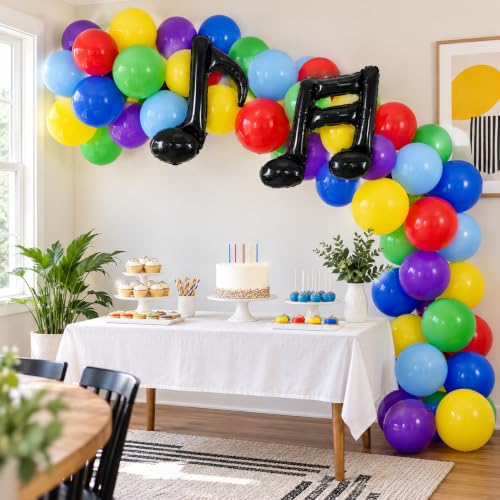 Image of HILAVO Red Blue Yellow Balloons Primary Color Rainbow Birthday Balloon