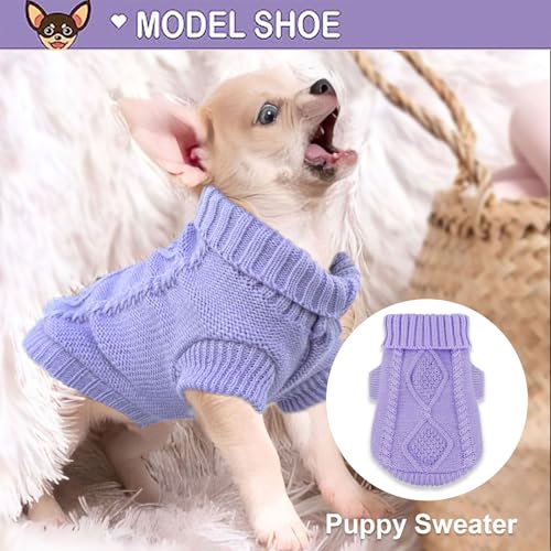 Kallfir'S Cutie 2 Pieces Dog Sweater For Small Dogs Chihuahua Clothes Spring Winter Cute Knitwear Turtleneck Thick Warm Clothes For Yorkie Cat Extra Small Dog Clothes  thumb #1