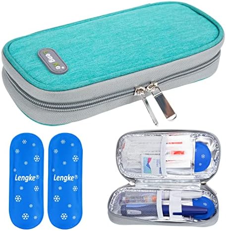 YOUSHARES Medicine Cool Bag with 2PCS Nylon Ice Packs - Insulin Case Insulin Cooler for Medication Diabetic Supplies, Insulin Travel Case (Marble Green)