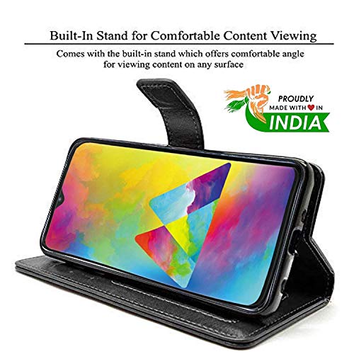 Image of Inside Rubber TPU with Card Pockets Magnetic Closure Protection Compatible with Vivo Y51 (2020) (Black)
