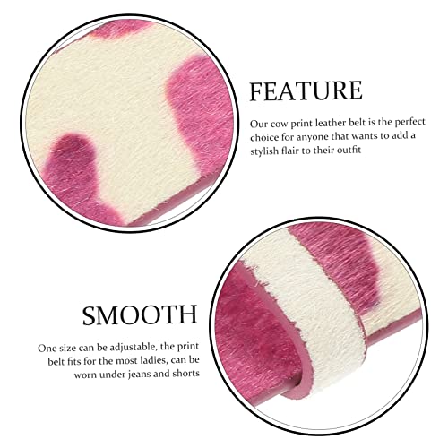 Healifty Adjustable Cow Print PU Leather Belt for Women Waist Fashionable Western Style Cowgirl Belt for Jeans and Pants Lightweight Animal Print Accessory2