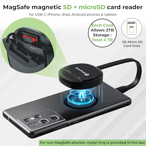 Image of UltraProlink Mag-Vault | Mag-Safe USB-C 3.2 SD & microSD Card Reader| Dual Slot- 2TB Each | 100W PD Pass-Through | 160MB /s DDR200 Speeds | Plug & Play for USB-C iPhone, iPad, Mac, Android|UM1271