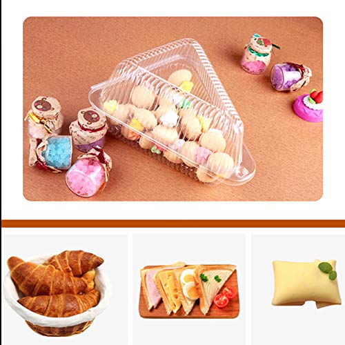 SCWBOEII 100 Plastic Pcs Hinged Deep Cheesecake Containers, Clear Plastic Cake Slice Take-out Container for Small Pies, Cakes,Vegetables,Fruit Salad