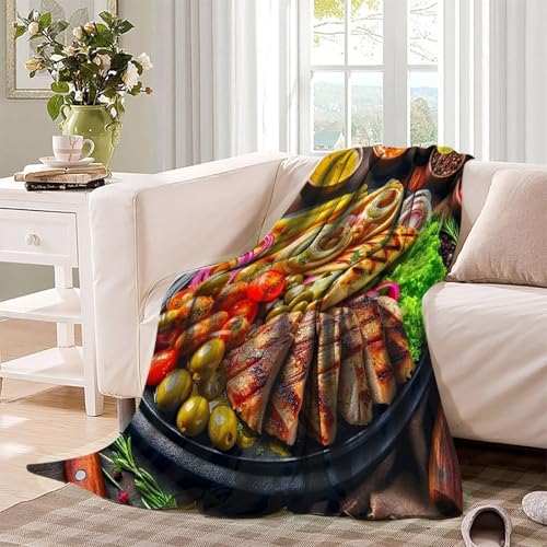 Couverture steak 3D en peluche, une idée cadeau originale pour lit et canapé