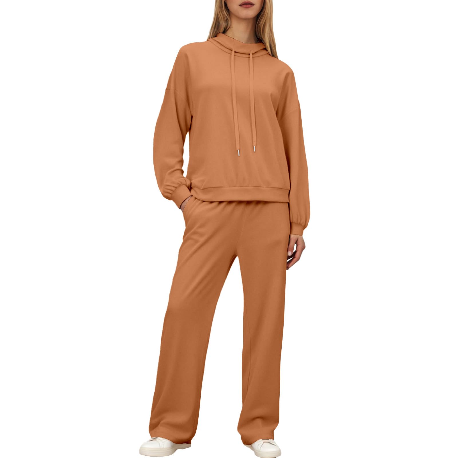 Lässige Langarmhose mit Kordelzug in der Taille für Herbst und Winter, bequemes und stilvolles zweiteiliges Outfit