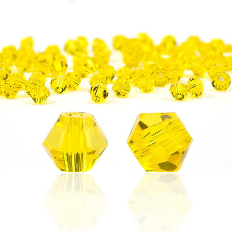 Zestaw wielokolorowych koralików Bicone Crystal Beads - koraliki szklane 3-6 mm do wyrobu biżuterii i projektów rękodzielniczych(Gold Plated,4.0MM about 720PCS)