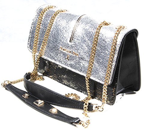 Sac à bandoulière Patrizia Pepe Fantasy Shiny en cuir noir de 20 cm
