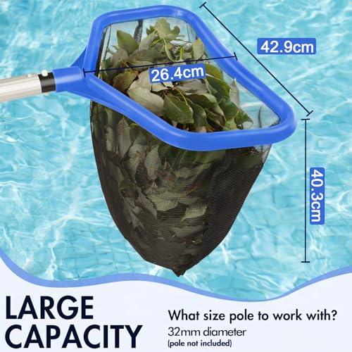 Miniatura 4 de Weldun Red Para Piscina, Red Para Skimmer De Piscina Con Bolsa Profunda De Doble Capa, Red Para Rastrillo Y Skimmer De Hojas Para Piscina Con Malla Fina, Azul Sin Poste