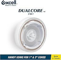 Vista 2 de Excell EX-11425WH - Dispensador de cinta de escritorio doble premium (núcleo de 1 pulgada + 3 pulgadas) con base ponderada en arena, dispensadores