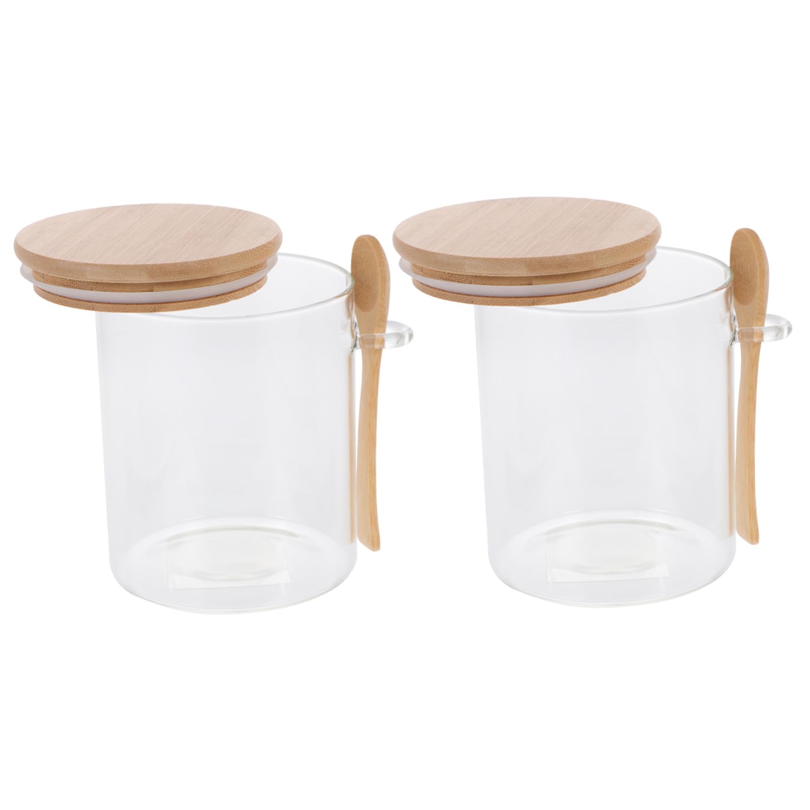 2 Stück 800ml Küchen Vorratsgläser aus Glas mit Holzdeckel und Holzlöffel Luftdichte Mehrzweck Aufbewahrungsdose für Snacks und Lebensmittel im Haushalt