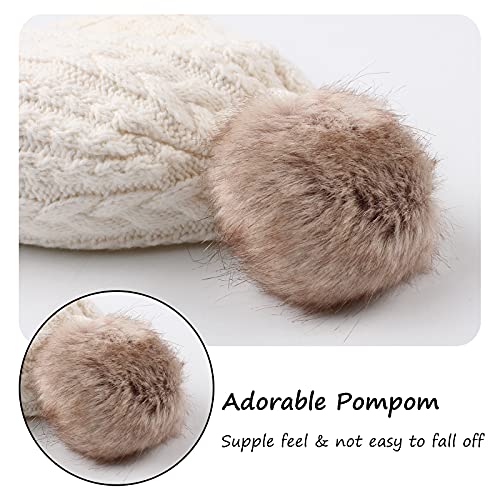 Bamery Christmas Crochet Baby Beanie Earflaps Little Girl Boy Knit Infant Hats Winter Warm Cap Lined Polyester Santa (White, M) #TOP2