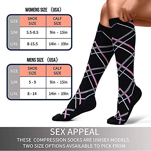 BIQU Compression Socks for Women and Men Circulation-Best Support for Running, Athletic, Nursing, Travel
