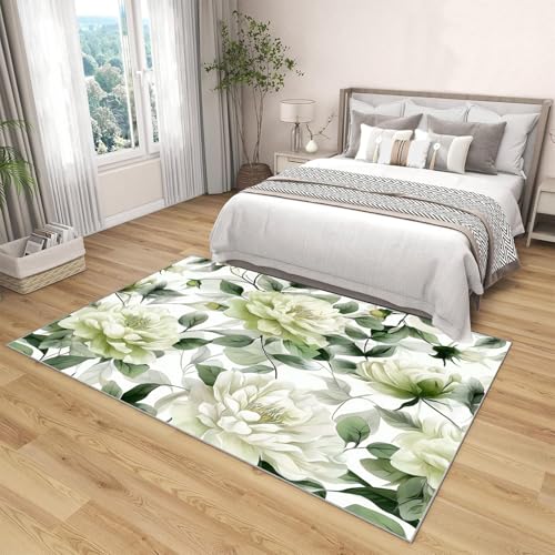 Tapis vert sauge 150x210 lavable pour un salon cocooning