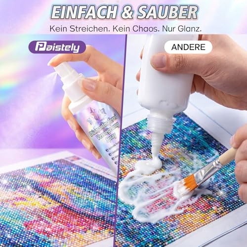 Diamond Painting Versiegelung Spray 100ml, Schnell Trocknend, Schützt Ihre Kunstwerke & Verleiht Strahlenden Glanz, Langanhaltende Haftung, Verhindert Staub & Strassstein Verlust, Einfache Anwendung