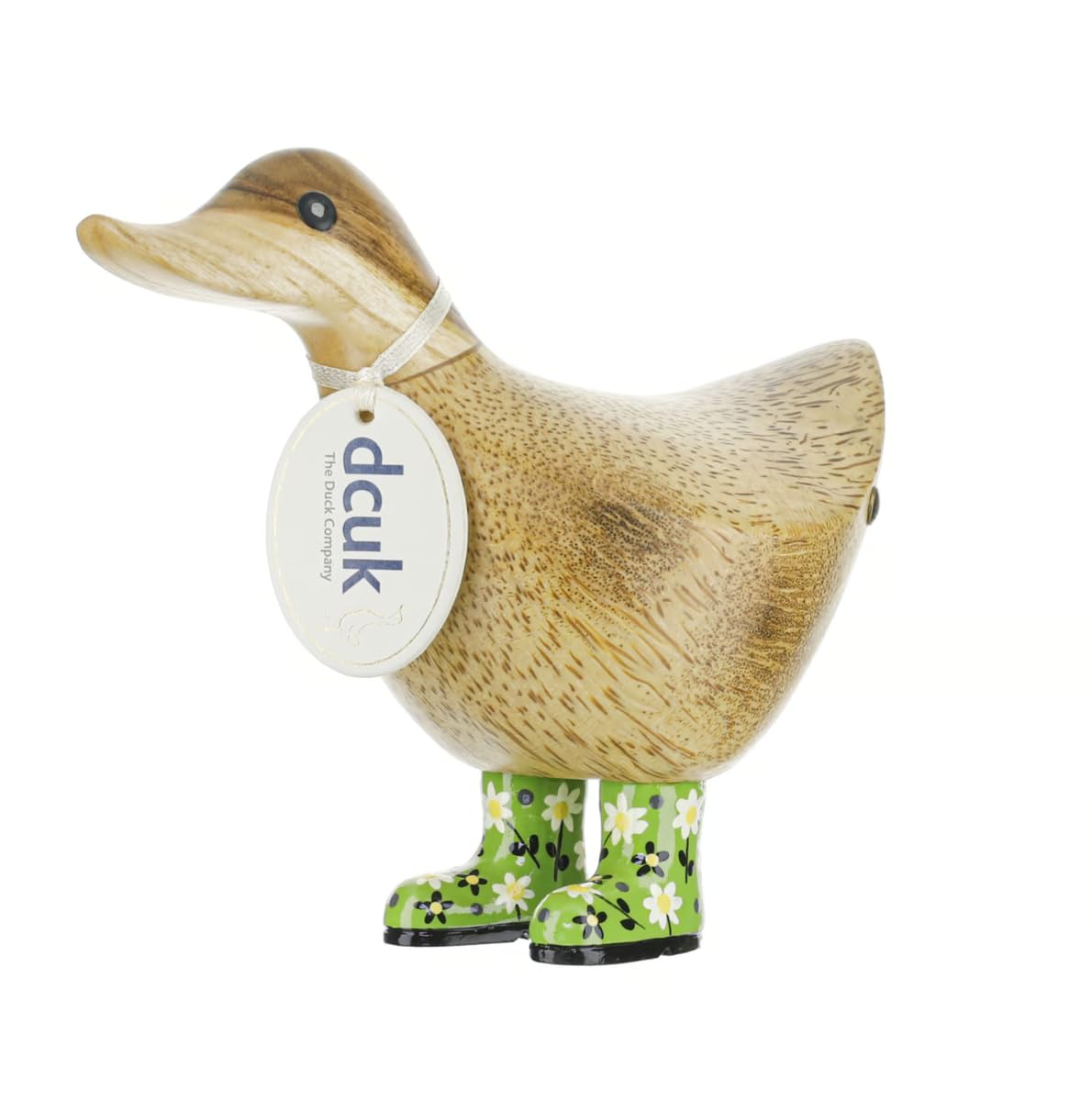 Dcuk Green Floral Welly Boot Wooden Ducky