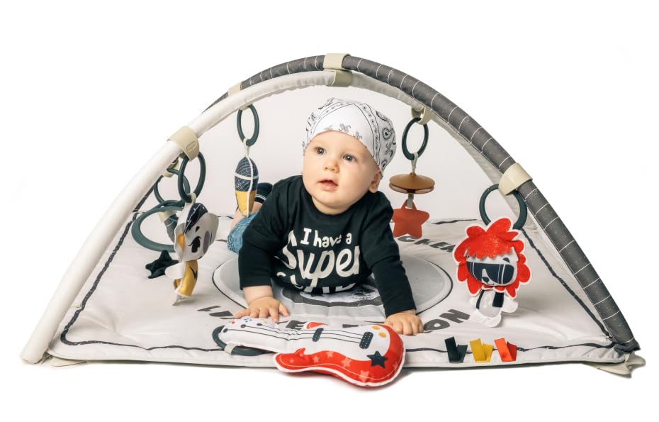Tiny Love Rock With Me Gymini, 2-in-1 musikalische Baby-Spielmatte, ab 0 Monaten, Baby-Spielbogen, 20 Aktivitäten, interaktives Musikspielzeug, verstellbare Bögen, Tiny Rockers