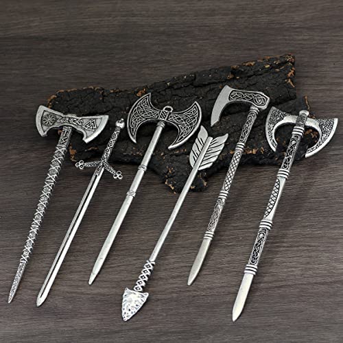 Regalo vikingo para mujer set de 6 accesorios de pelo celtas con pasador de metal 2