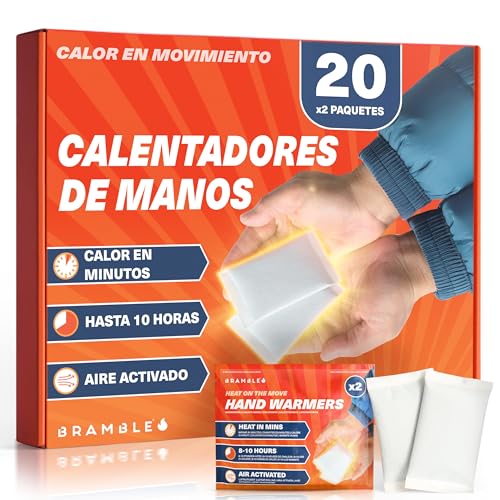 Bramble - Calentadores de manos (20 pares, 40 en total) - Calentadores de bolsillo activados por aire para actividades al aire libre - Se calientan en minutos y no dejan olor - Hasta 10 horas de calor