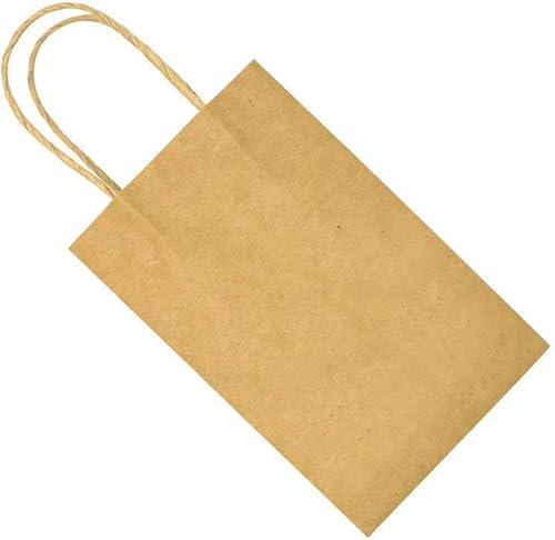 Miniatura 5 de Cada paquete de 100 bolsas de regalo de papel para manualidades de tamaño pequeño blanco y marrón con asas color azul para recuerdos de fiesta de