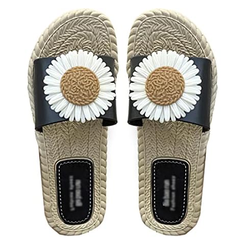 Florence Happy Ladies Girls Sandals Slip On Slide Flip Flop Slipper Water Proof Shoes Espadrille (Sunflower Sandals Black, uk_footwear_size_system, numeric, x_narrow, numeric_5_point_5) (ZK2022S) Cover