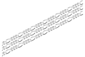 Adabele 0.05 Inch Sterling Silver Figaro Chain